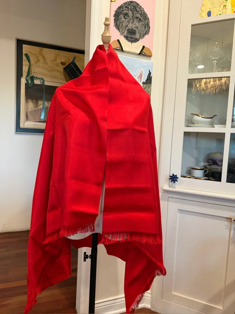 Hermes Bold Red Silk Scarf Wrap